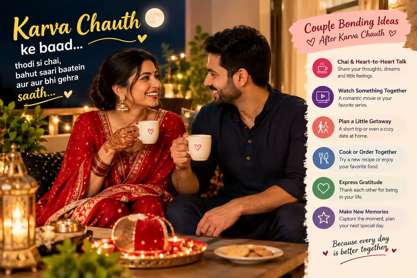 Karva Chauth aur Festival ke Baad Couple Bonding Ideas